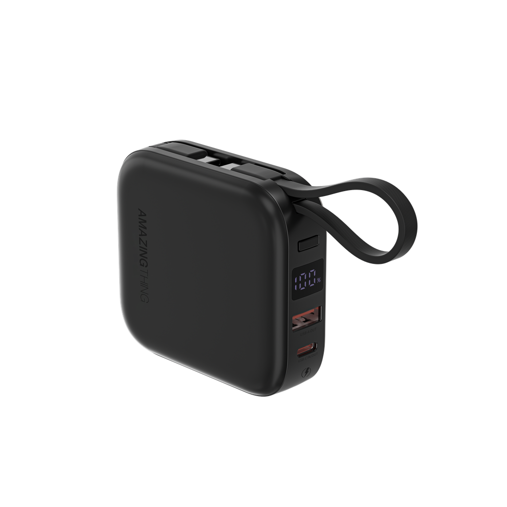 AT THUNDER GO 10000mAh POWER BANK WITH BUILT-IN 2 USB-C CABLES