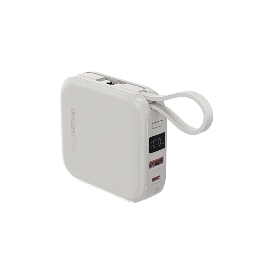 AT THUNDER GO 10000mAh POWER BANK WITH BUILT-IN 2 USB-C CABLES