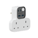 MOMAX 1-CHARGER WORK FLOW T-SHAPED EXTENTION 2 SOCKET WITH USB