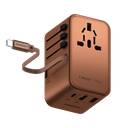 MOMAX 1-WORLD 70W GAN 3 PORT WITH BUILT-IN USB-C CABLE AC TRAVEL ADAPTOR