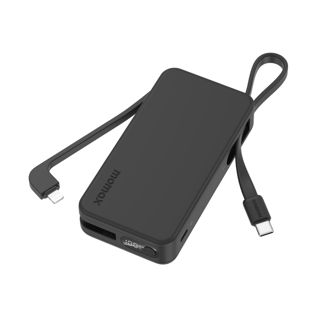 MOMAX 1-POWER VITAL+ 10000mAh POWER BANK WITH BUILT IN USB-C & LIGHTNING CABLE