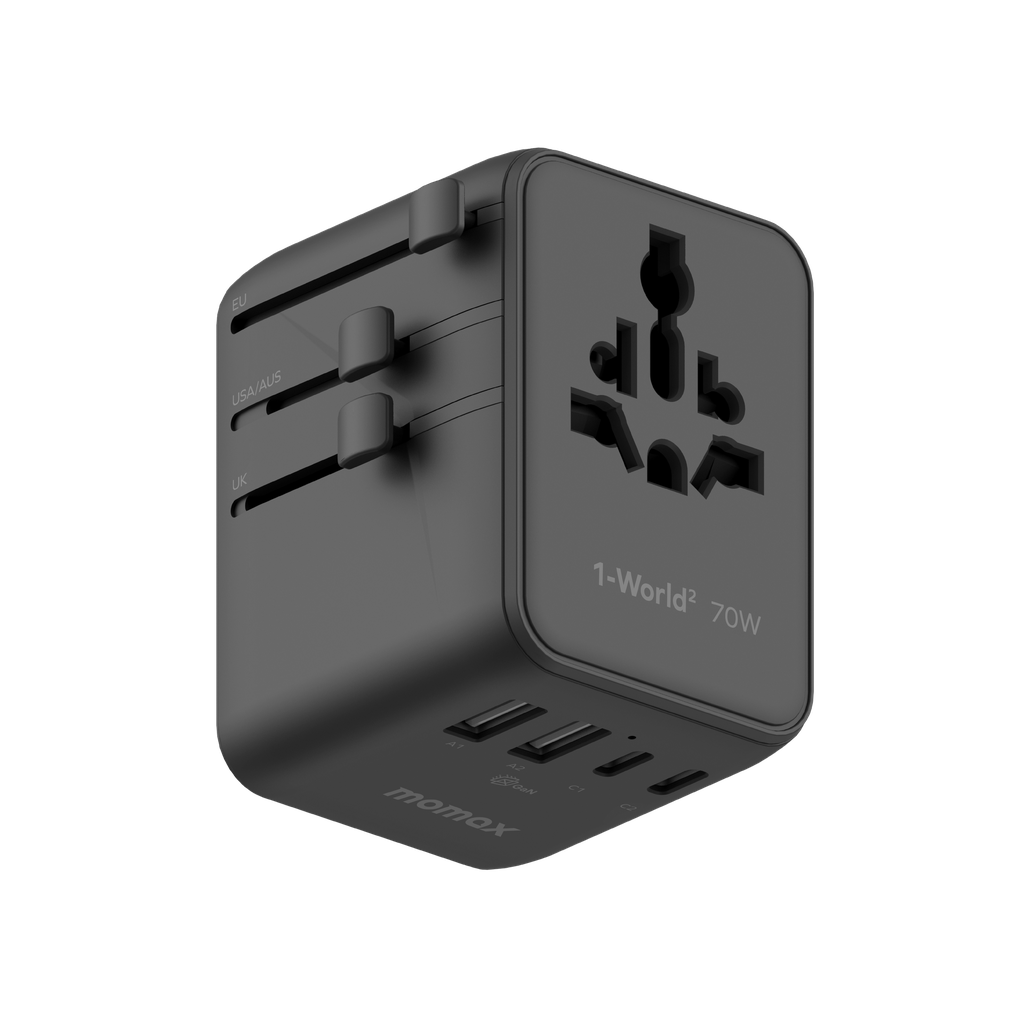 MOMAX 1-WORLD2 GAN 70W 5-PORT USB-C AC TRAVEL ADAPTOR
