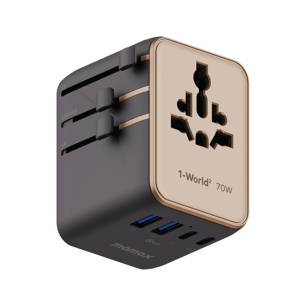 MOMAX 1-WORLD2 GAN 70W 5-PORT USB-C AC TRAVEL ADAPTOR