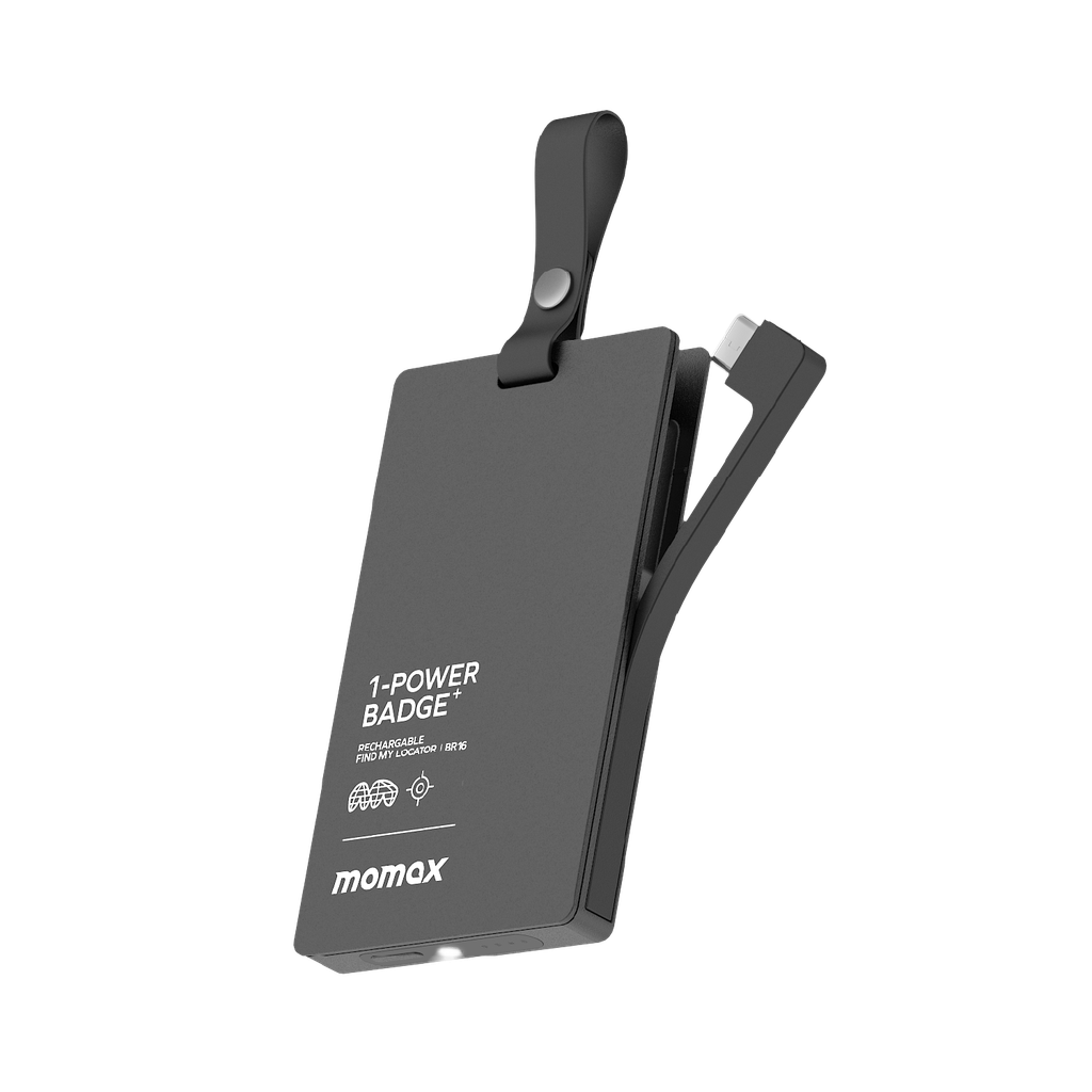 MOMAX 1-POWER BADGE+ RECHARGEABLE BATTERY WITH FIND MY LOCATOR
