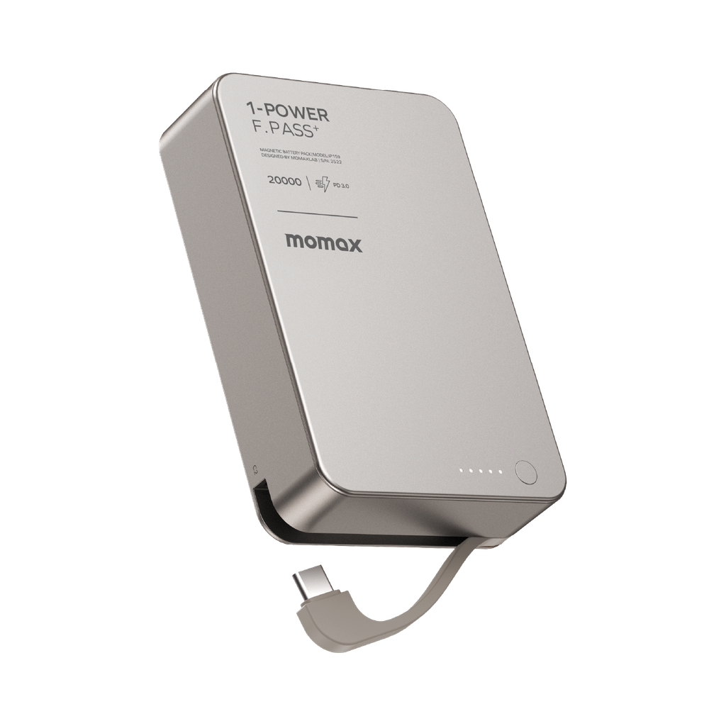 MOMAX 1-POWER F.PASS+ 20000mAh POWER BANK WITH BUILT-IN CABLE & MAGNETIC ATTACHMENT