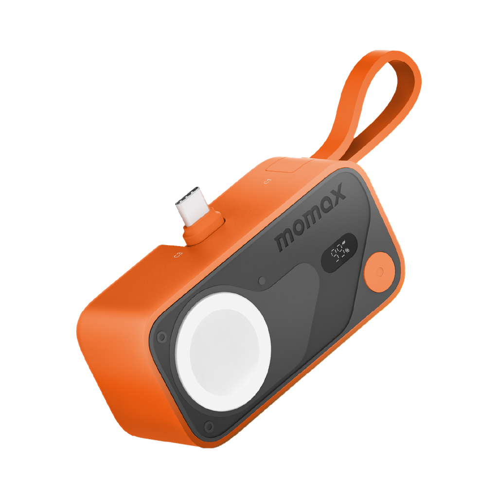 MOMAX 1-POWER X PRO MINI+ 5000mAh INTEGRATED FOLDABLE USB-C PLUG & BUILT-IN USB-C CABLE POWER BANK WITH APPLE WATCH FAST CHARGER