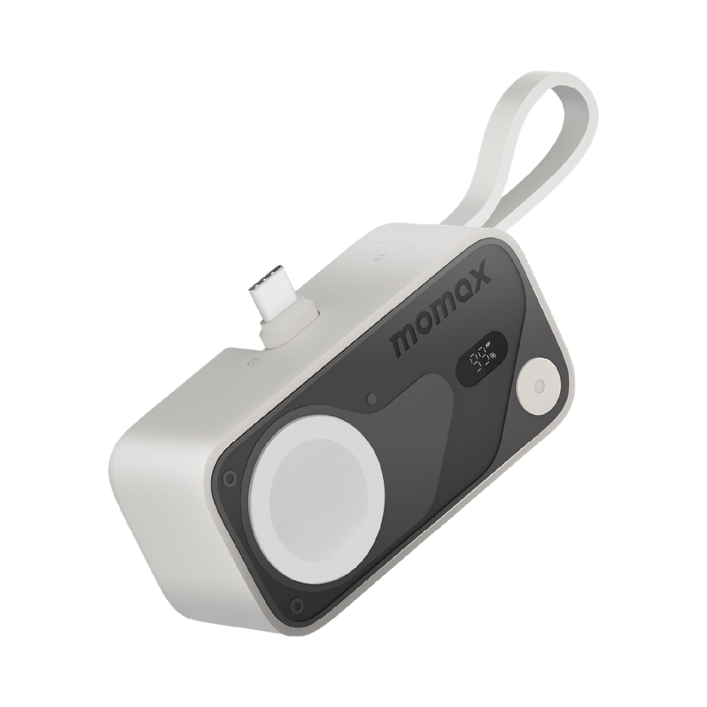 MOMAX 1-POWER X PRO MINI+ 5000mAh INTEGRATED FOLDABLE USB-C PLUG & BUILT-IN USB-C CABLE POWER BANK WITH APPLE WATCH FAST CHARGER