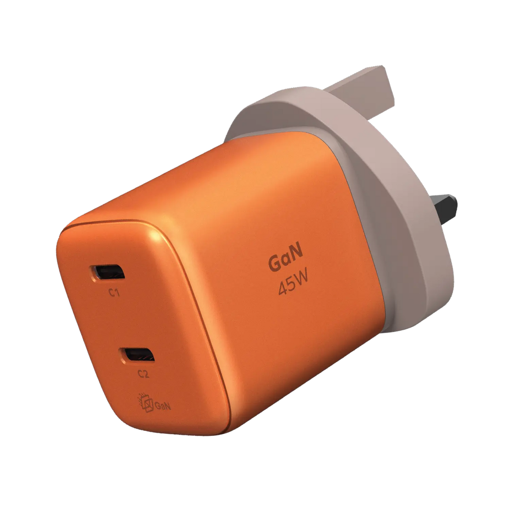 MOMAX 1-CHARGE 45W 2-PORT GAN CHARGER 2X USB-C