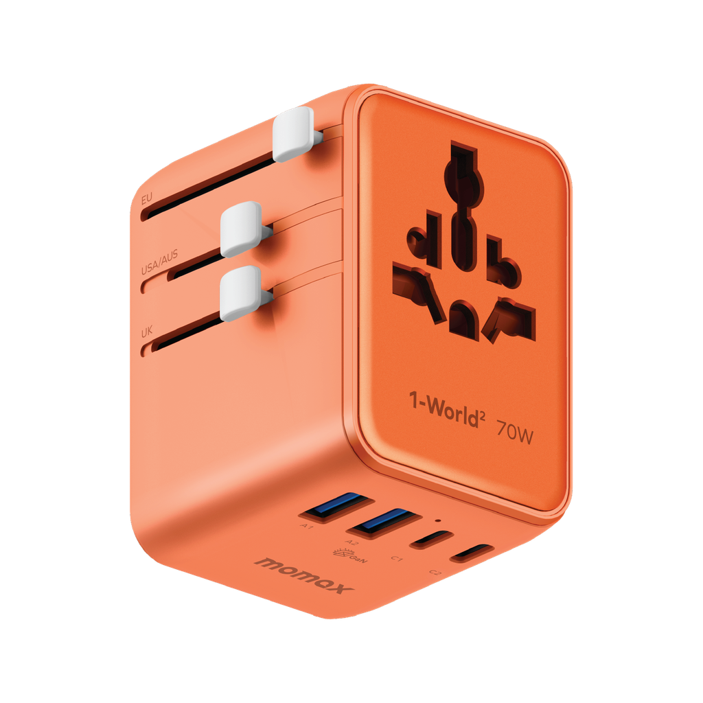 MOMAX 1-WORLD2 GAN 70W 5-PORT USB-C AC TRAVEL ADAPTOR