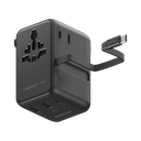 MOMAX 1-WORLD2+ 70W GAN 3 PORT DUAL WITH BUILT-IN USB-C CABLE AC TRAVEL ADAPTOR