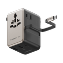 MOMAX 1-WORLD2+ 70W GAN 3 PORT DUAL WITH BUILT-IN USB-C CABLE AC TRAVEL ADAPTOR