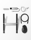 AT DESK KIT WITH KEYBOARD BUTTON KEYCHAIN + AUX EARPHONE + 5IN1 USB-C HUB + LAPTOP STAND + C TO C 2M CABLE + ERGONOMIC MOUSE
