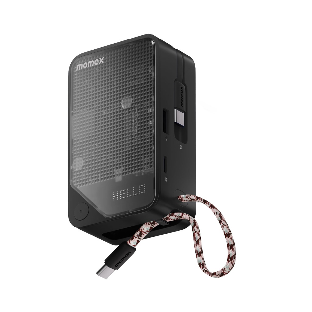 MOMAX 1-POWER X+ 10000mAh BATTERY PACK WITH DUAL BUILT-IN USB-C CABLE