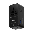 MOMAX 1-WORLD2 POCKET PRO 70W 4-PORT DUAL AC ULTRATHIN TRAVEL ADAPTOR WITH TFT DISPLAY