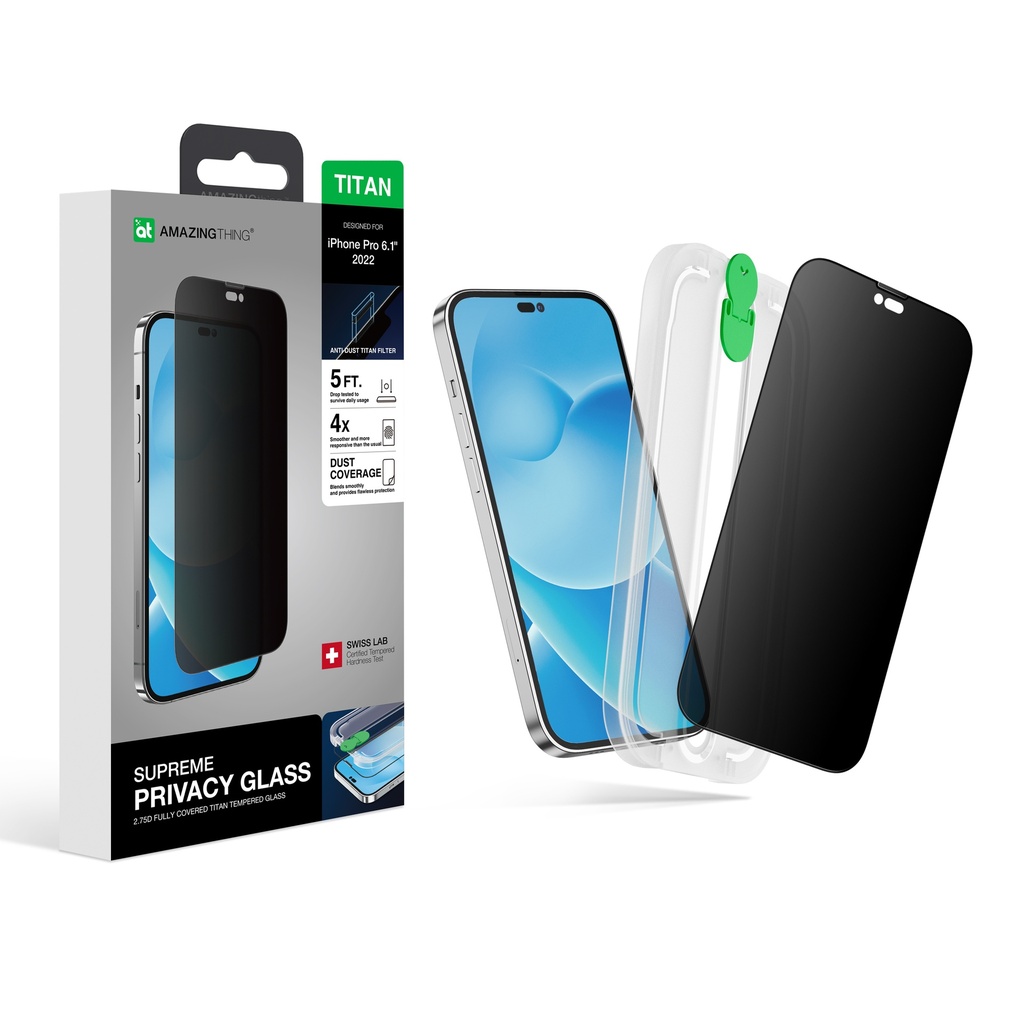 AT IPHONE 14 6.1 2.75D DUST FILTER TITAN PRIVACY GLASS