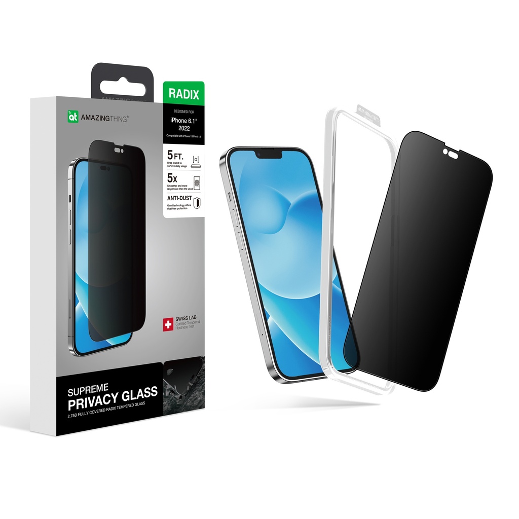 AT IPHONE 14 6.1 2.75D FULLY COVERED RADIX PRIVACY GLASS