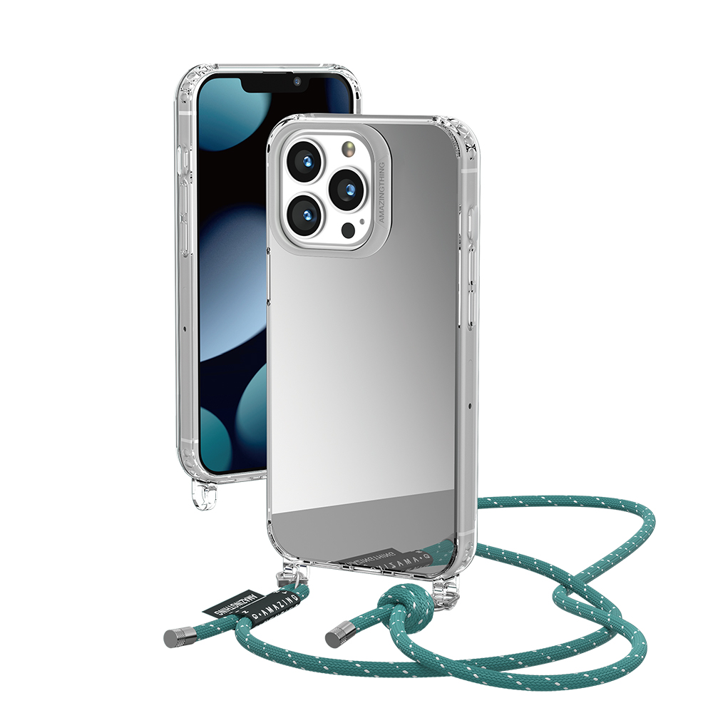 AT IPHONE 13 PRO 6.1 ADVANTA CROSSBODY CASE MIRROR BACK WITH LANYARD