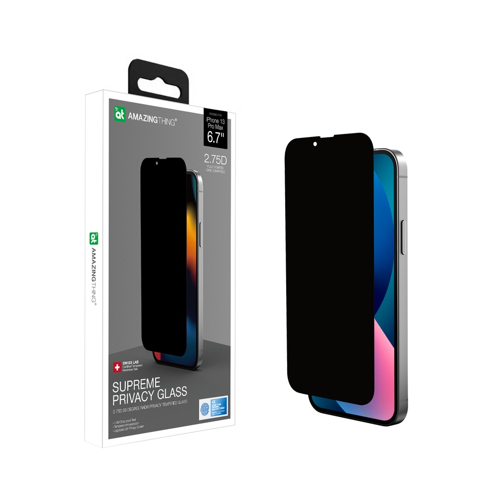 AT IPHONE 13 6.7 2.75D FULLY COVERED RADIX GLASS WITH TRAY PRIVACY