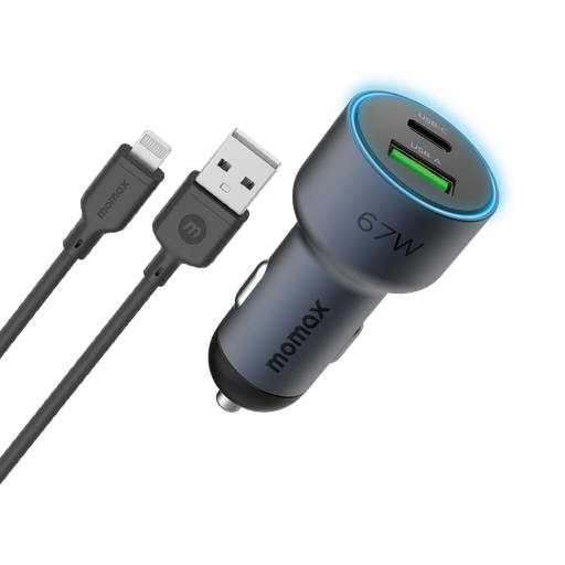 [UC16GSL] MOMAX MOVE 67W DUAL PORT CAR CHARGER + 1MTR A TO L CABLE