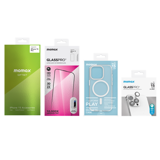 [MXAP23MTGS] MOMAX CASE+GLASS+BLACK LENS BUNDLE KIT FOR IPHONE 15 PRO 6.1