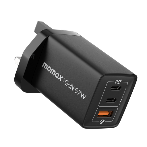 MOMAX ONEPLUG 67W 3 PORT GAN WALL CHARGER