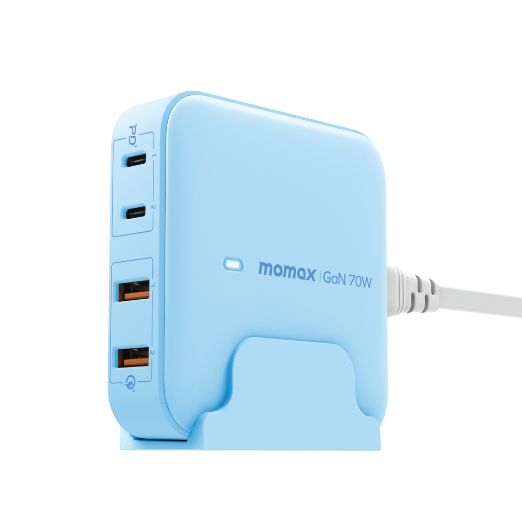 MOMAX ONE PLUG PD 70W GAN 4 PORTS DESKTOP CHARGER UK | Space.ae