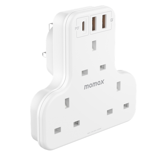 MOMAX ONEPLUG 3 OUTLET T-SHAPED EXTENSION SOCKET WITH USB