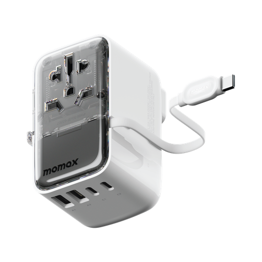 [UA21W] MOMAX 1-WORLD FLOW 35W 4 PORT WITH BUILT-IN USB-C CABLE TRAVEL ADAPTOR