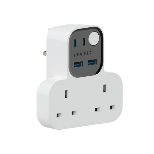 [US17UKW] MOMAX 1-CHARGER WORK FLOW T-SHAPED EXTENTION 2 SOCKET WITH USB