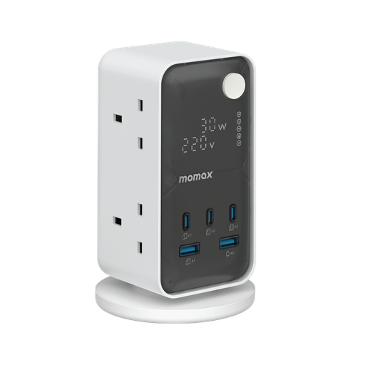[US21UKW] MOMAX 1-CHARGE WORK FLOW 6-OUTLET DIGITAL DISPLAY POWER TOWER WITH USB