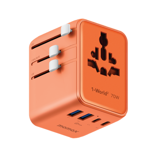 MOMAX 1-WORLD2 GAN 70W 5-PORT USB-C AC TRAVEL ADAPTOR