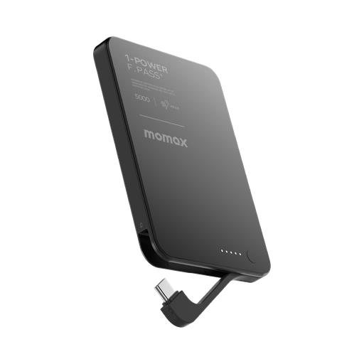 MOMAX 1-POWER F.PASS+ 5000mAh POWER BANK WITH BUILT-IN CABLE & MAGNETIC ATTACHMENT