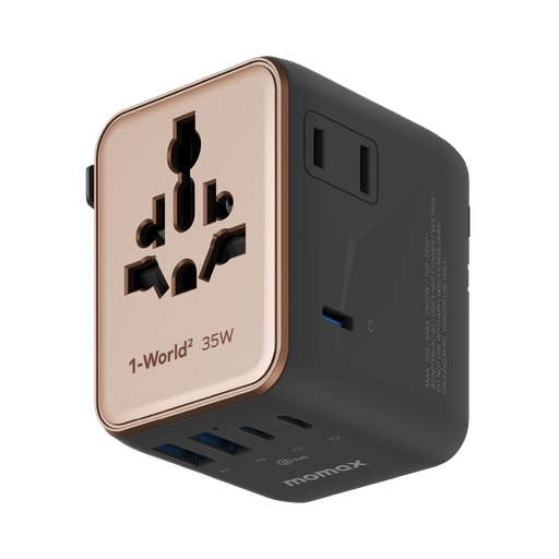 MOMAX 1-WORLD2 35W 5 PORT DUAL AC TRAVEL ADAPTOR