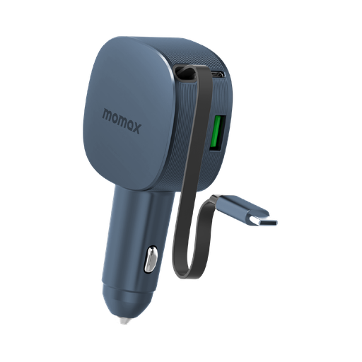 [UC19E] MOMAX 1-MOVE+ 60W 2-PORT CAR CHARGER WITH BUILT-IN RETRACTABLE CABLE