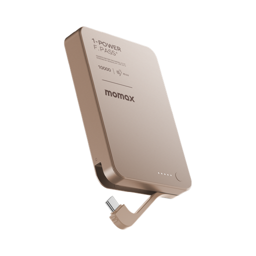 MOMAX 1-POWER F.PASS+ 10000mAh POWER BANK WITH BUILT-IN CABLE & MAGNETIC ATTACHMENT