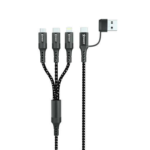 [XP-ACX3-BK] XPOWER ACX3 2IN 3 OUT NYLON CHARGING 1M CABLE