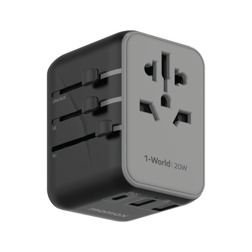 MOMAX 1-WORLD 20W 3 PORT AC TRAVEL CHARGER