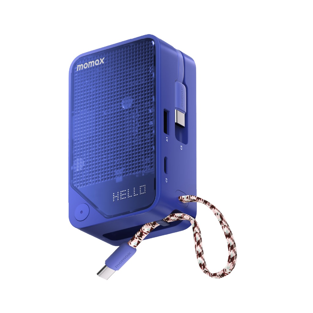 MOMAX 1-POWER X+ 10000mAh BATTERY PACK WITH DUAL BUILT-IN USB-C CABLE