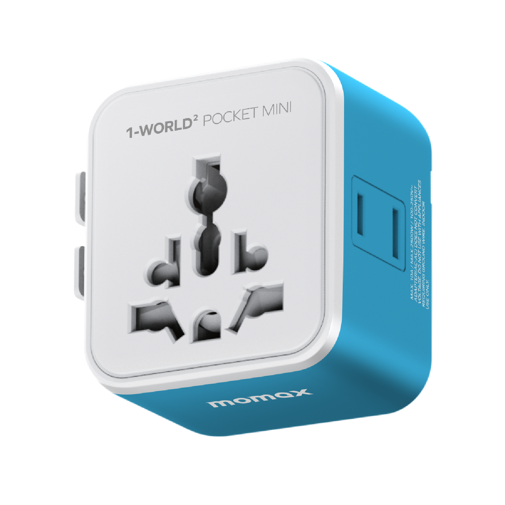 MOMAX 1-WORLD POCKET MINI2 DUAL AC ULTRATHIN TRAVEL ADAPTOR