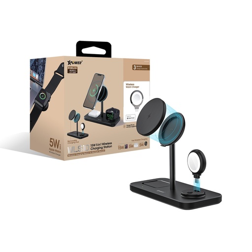 [XP-WLS10-BK] XPOWER WLS10 5IN1 15W MAGNETIC WIRELESS CHARGING STATION