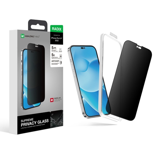 [IP226.1PPRCGLA] AT IPHONE 14 PRO 6.1 2.75D FULLY COVERED RADIX PRIVACY GLASS