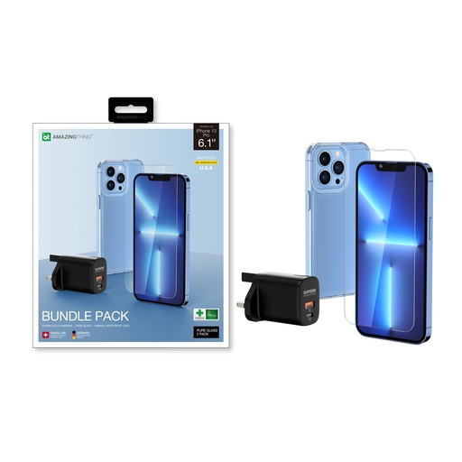 [ATIP13PBP] AT IPHONE 13 PRO 6.1" BUNDLE 2XGLASS+TRAY+CASE+CHARGER
