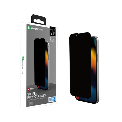 [IPHONE20215.4PRCNBGLA] AT IPHONE 13 MINI 5.4 2.75D FULLY COVERED RADIX GLASS WITH TRAY PRIVACY GLASS