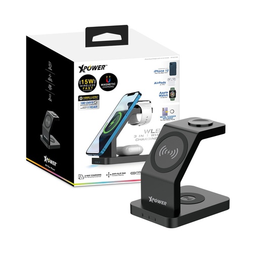XPOWER 15W WLS7 3-IN-1 MAGNETIC WIRELESS CHARGER