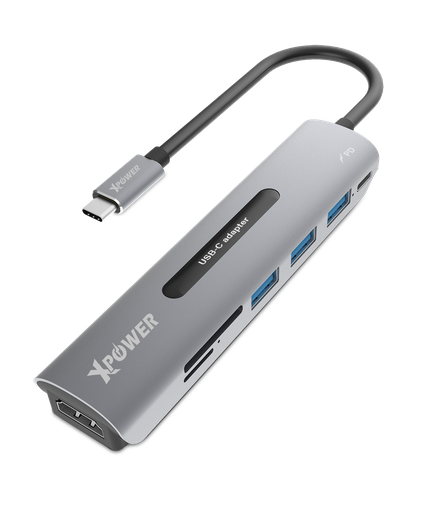 [XP-HU72-GY] XPOWER HU7U 7IN1 60W HDMI TYPE-C PD HUB