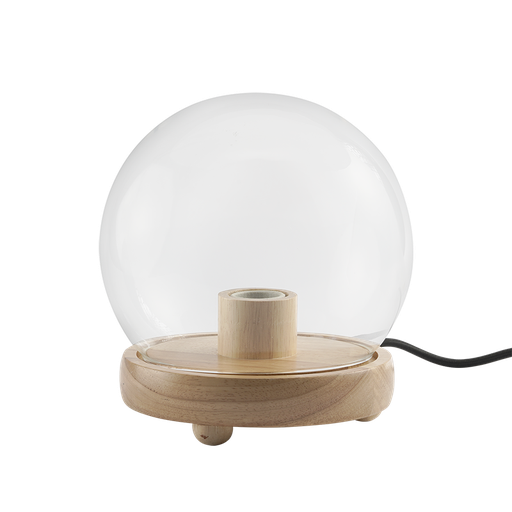 [VPD0094] MOMAX WOODEN LAMP STAND WITH ROUND GLASS COVER